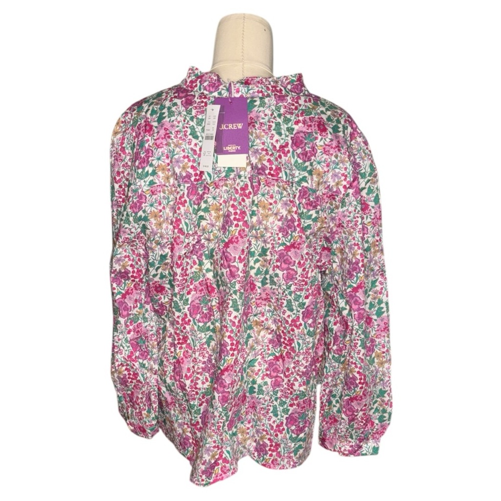 J. Crew Pink and Green Long Sleeve Floral Top - made with Liberty fabric - Picture 2 of 3